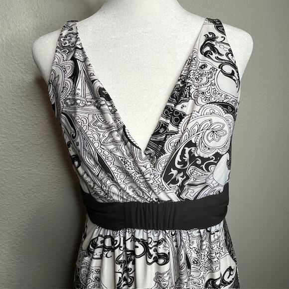 Soma Sleeveless V-Neck Maxi Empire Dress Heirloom Paisley Black Size Small - Picture 4 of 11
